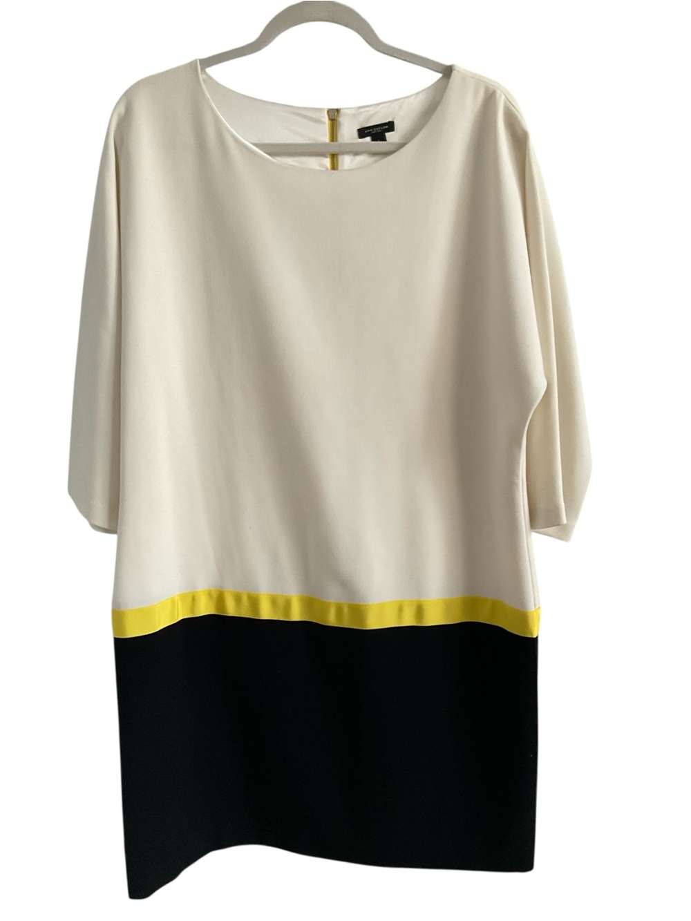 Ann Taylor White Dress with Yellow Trim